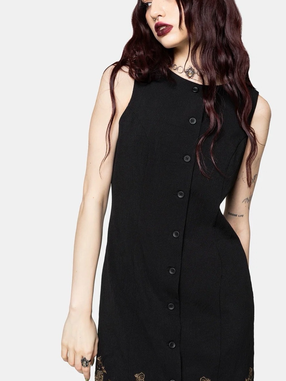 NWT Ismay Vine Embroidered Hem Button Up Mini Dress